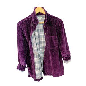 Vintage L.L. Bean Purple Corduroy Shacket Flannel Lined - Size M Petite